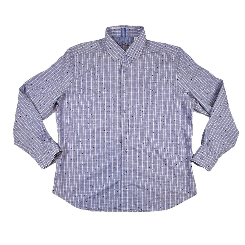 Robert Graham Modern American LS Button Down Plaid Speckled Purple Men's 3XL